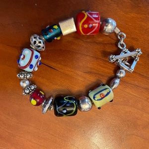 Silpada Sterling Silver Glass Lampwork Bead Toggle Clasp Bracelet B0871